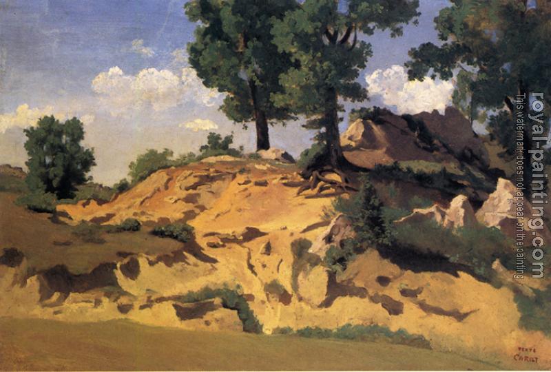 Jean-Baptiste-Camille Corot : Trees and Rocks at La Serpentara